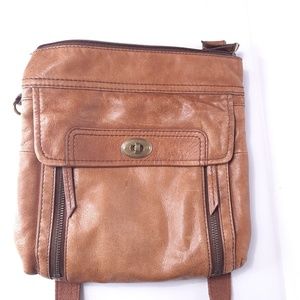 Fossil Tote Leather Red Brown Business Laptop Satc